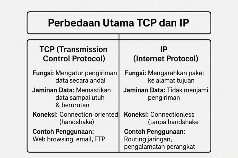 Perbedaan TCP dan IP